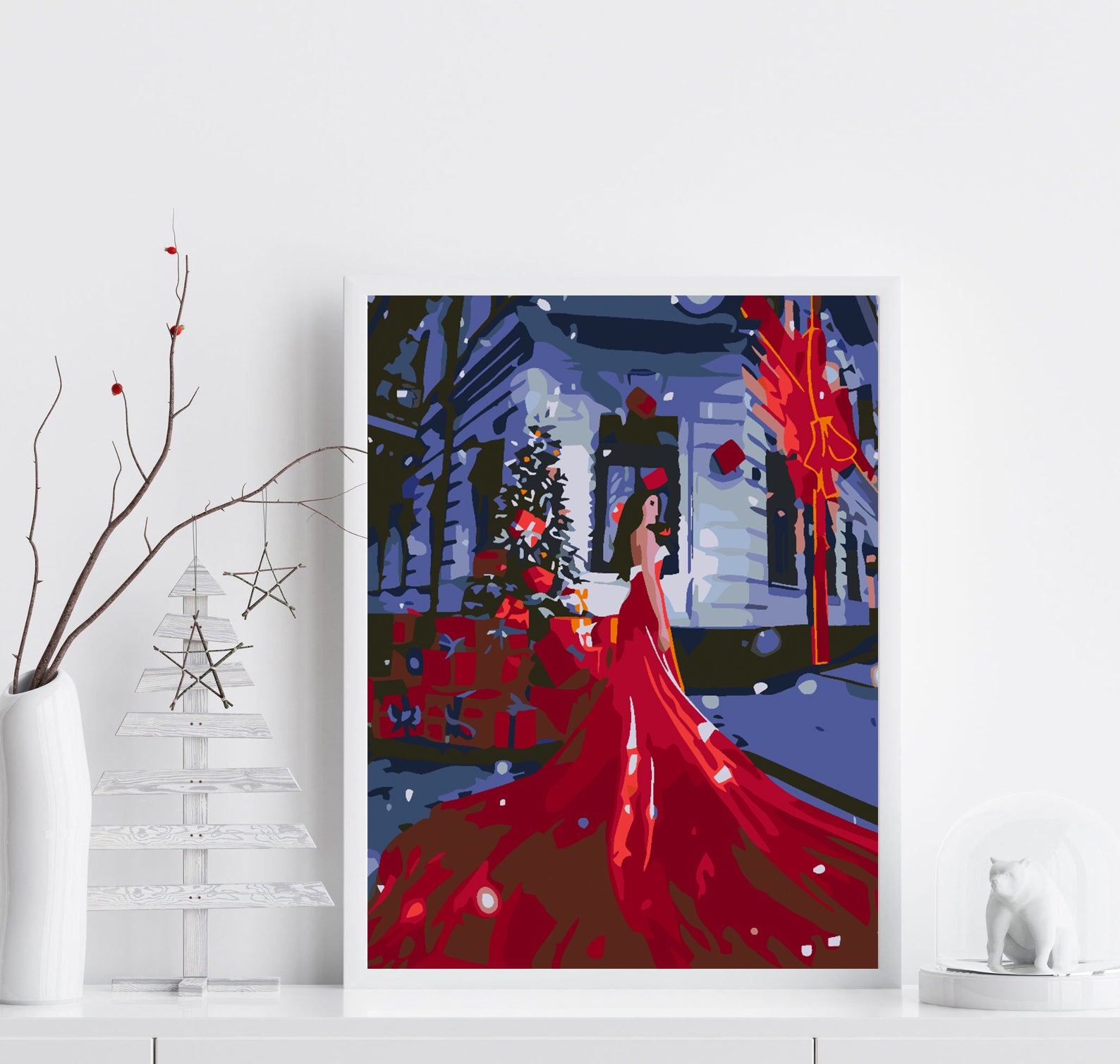 Malen nach Zahlen - Frau im roten Kleid 4590