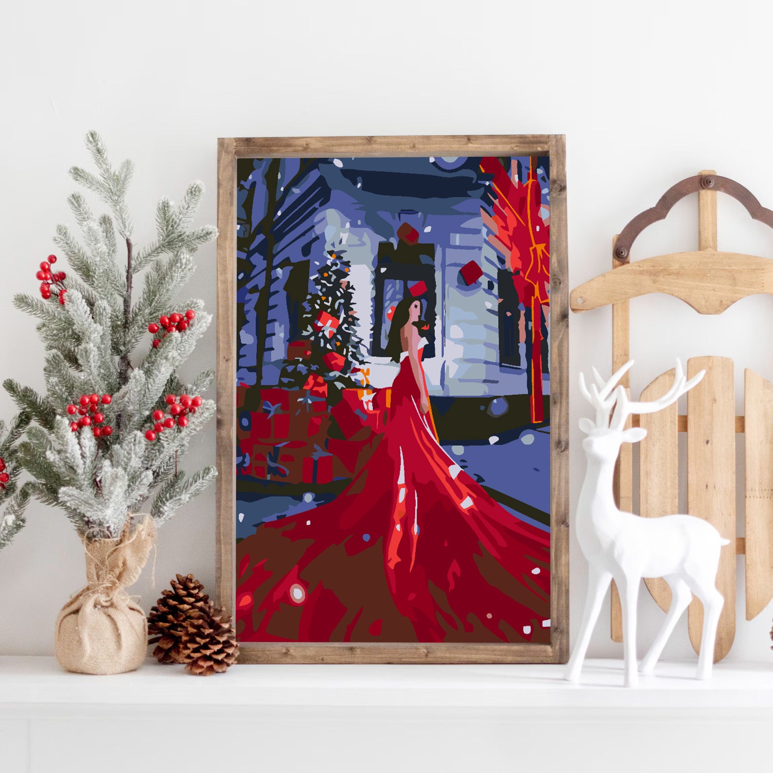 Malen nach Zahlen - Frau im roten Kleid 4590