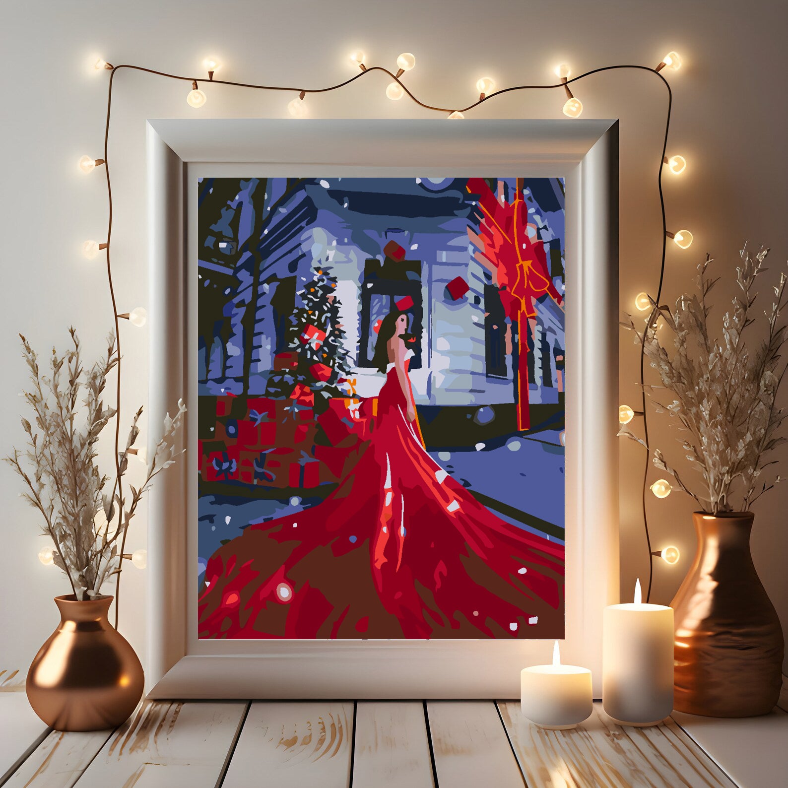 Malen nach Zahlen - Frau im roten Kleid 4590