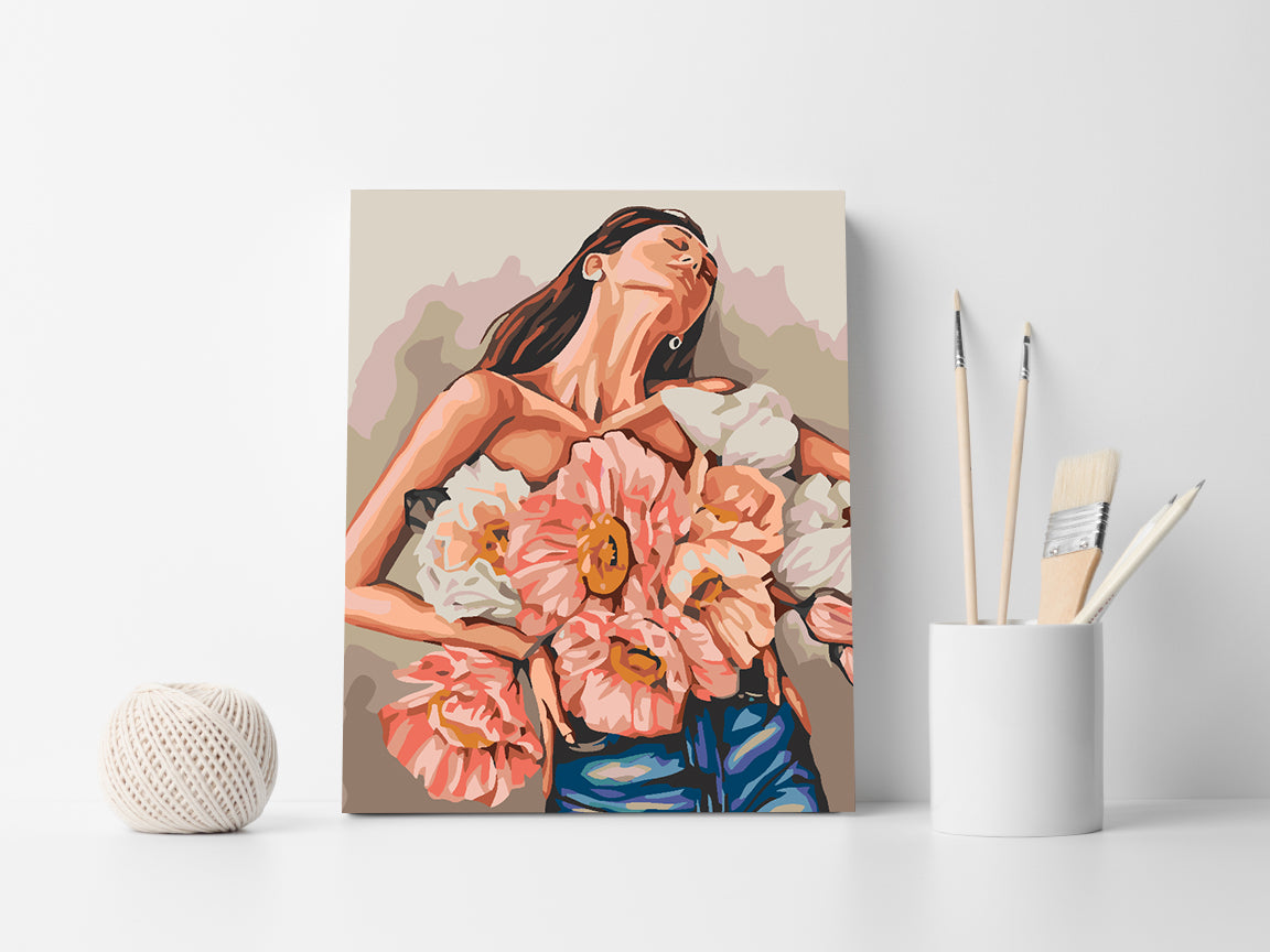 Malen nach Zahlen - Mädchen mit Blumen 4605