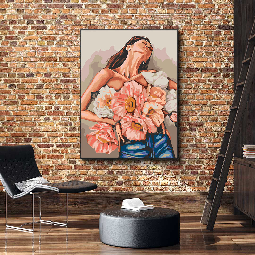 Malen nach Zahlen - Mädchen mit Blumen 4605