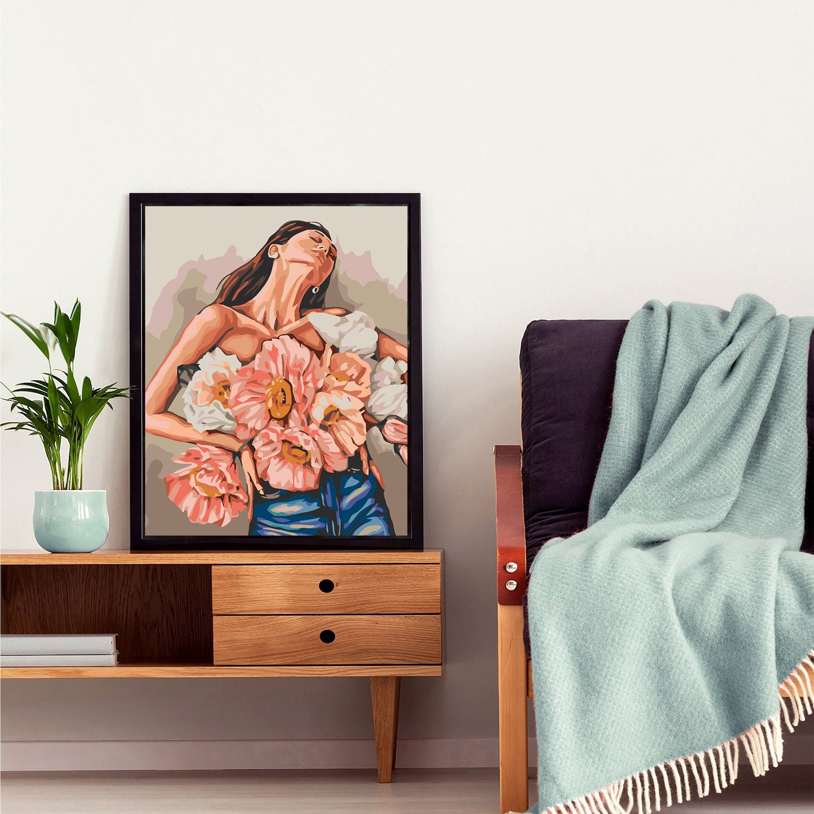 Malen nach Zahlen - Mädchen mit Blumen 4605