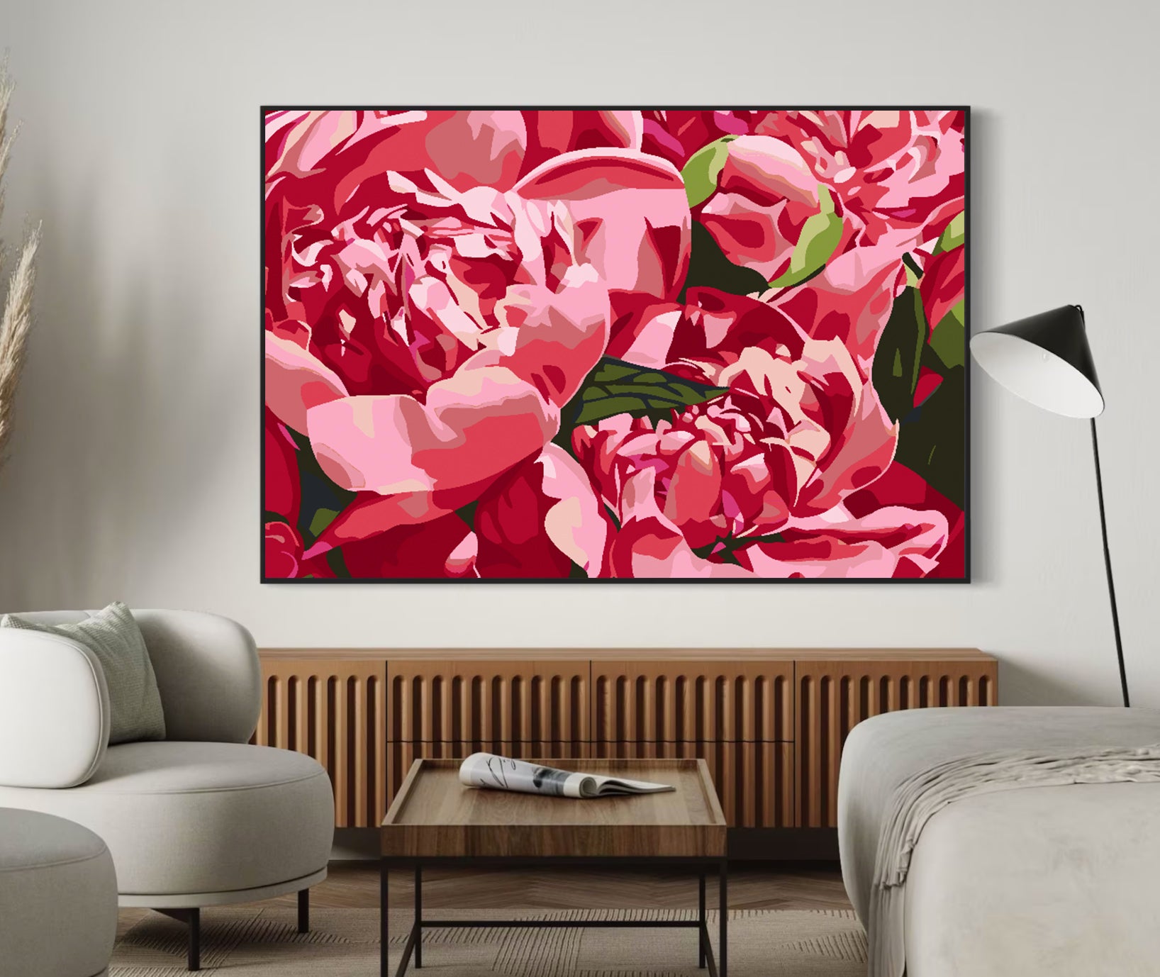 Pictura pe numere - Flori Roz 4615