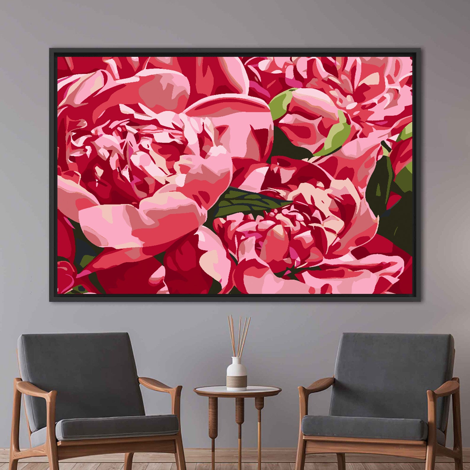 Pictura pe numere - Flori Roz 4615