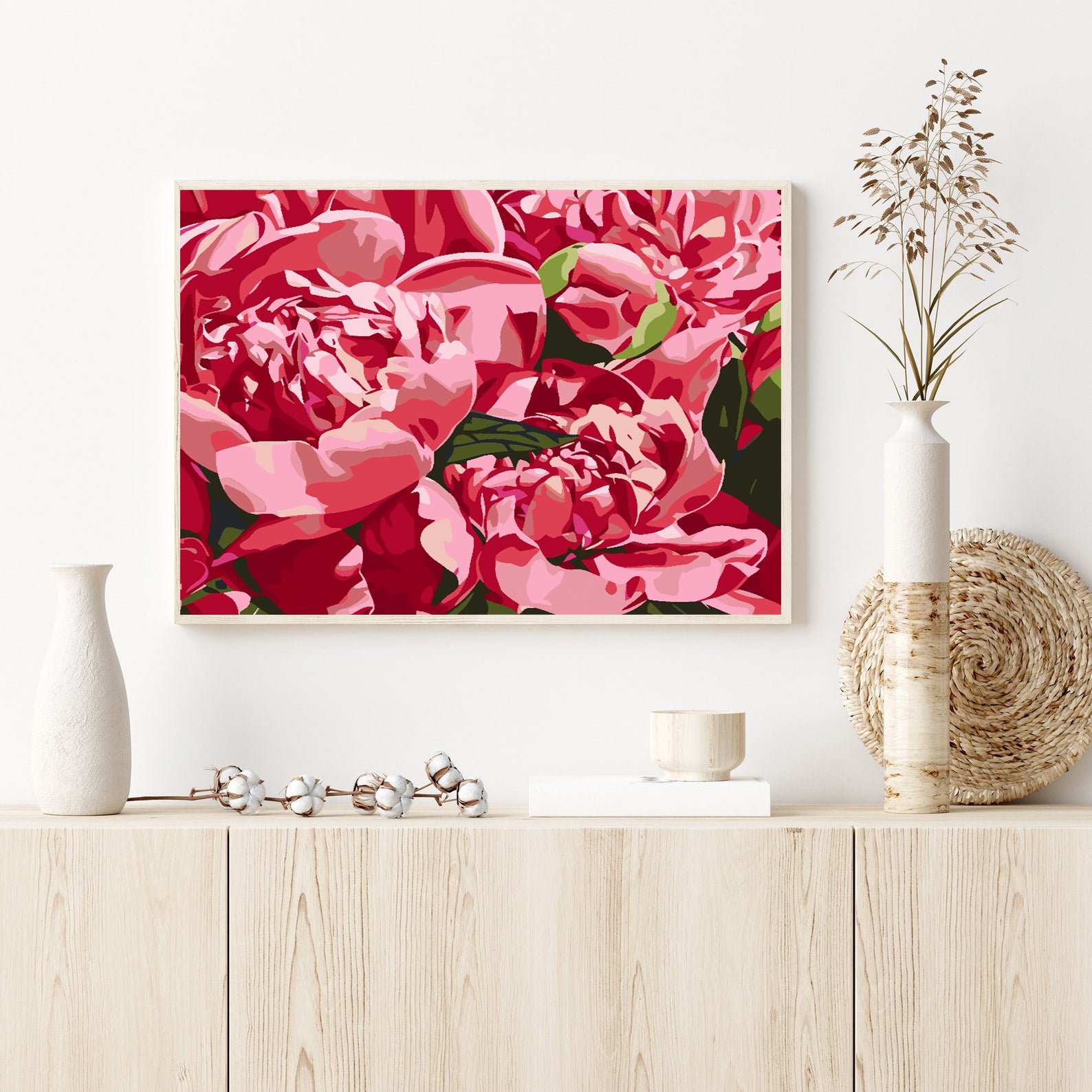 Pictura pe numere - Flori Roz 4615