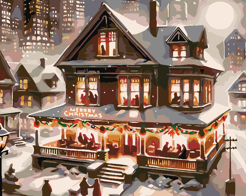 Malen nach Zahlen - Winterhaus 4623