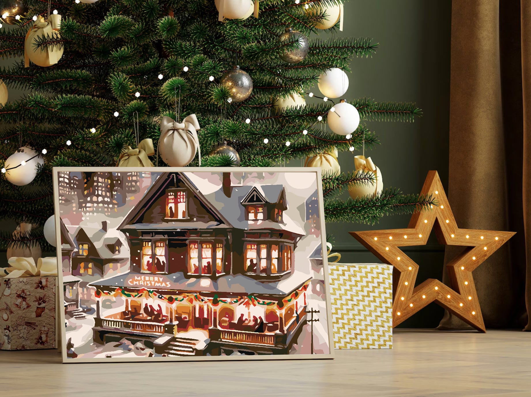 Malen nach Zahlen - Winterhaus 4623