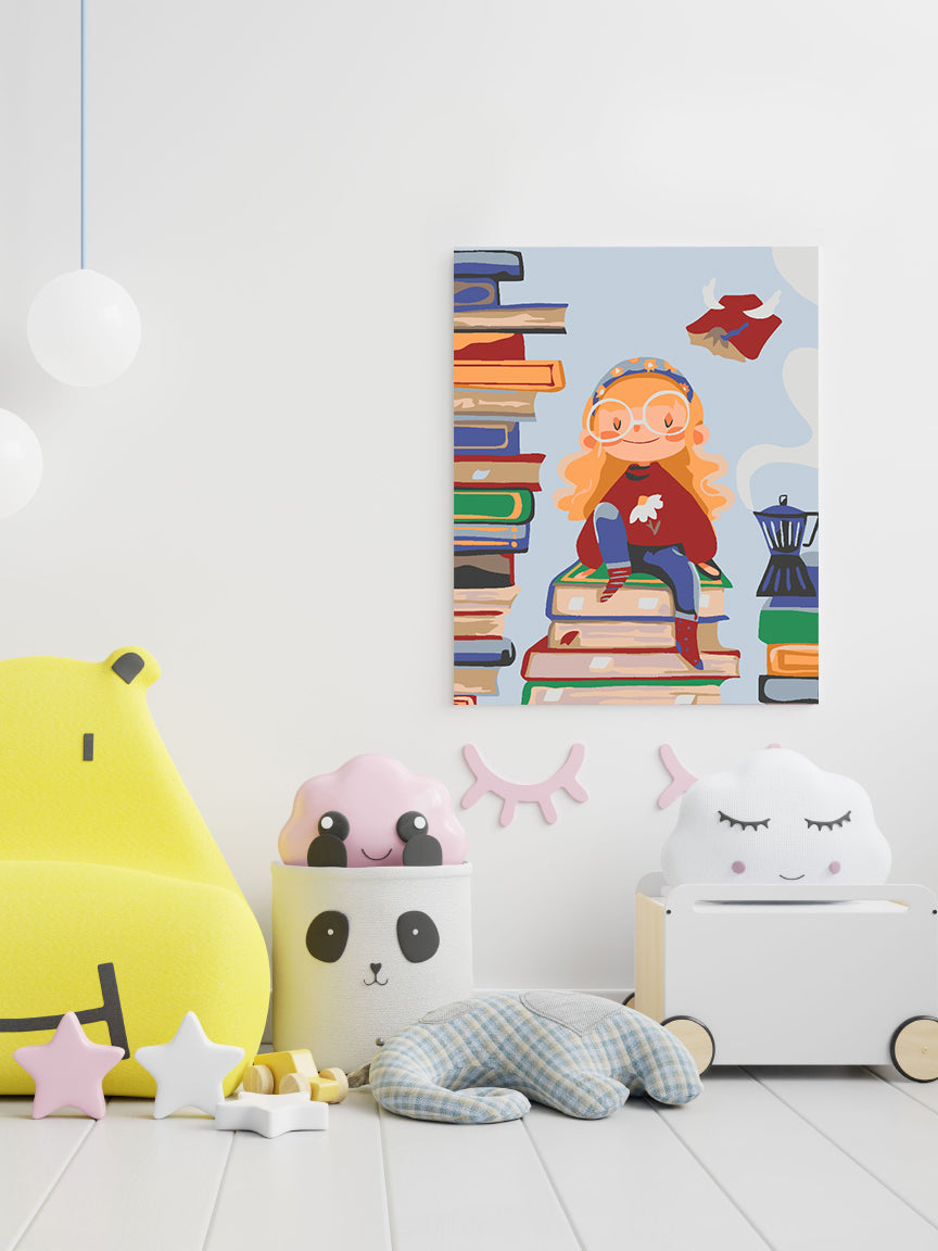 Malen nach Zahlen - Kleines Mädchen mit Büchern 4644