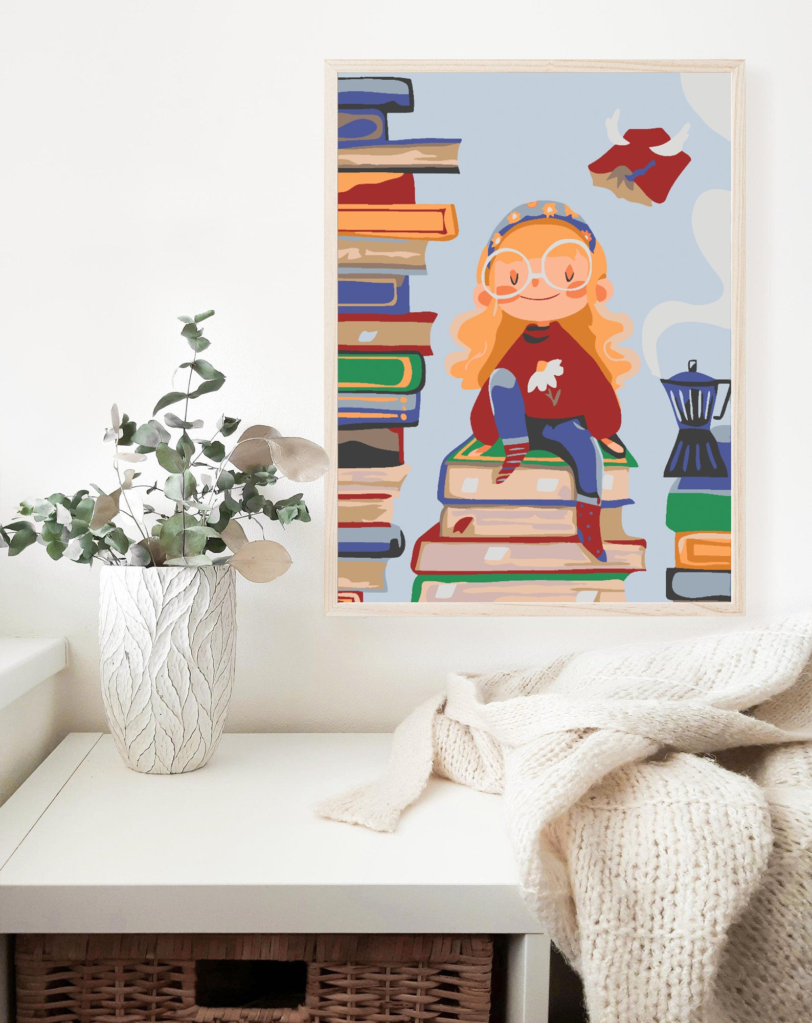 Malen nach Zahlen - Kleines Mädchen mit Büchern 4644