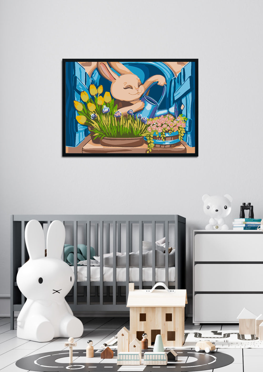 Malen nach Zahlen - Hase mit Blumen 4646