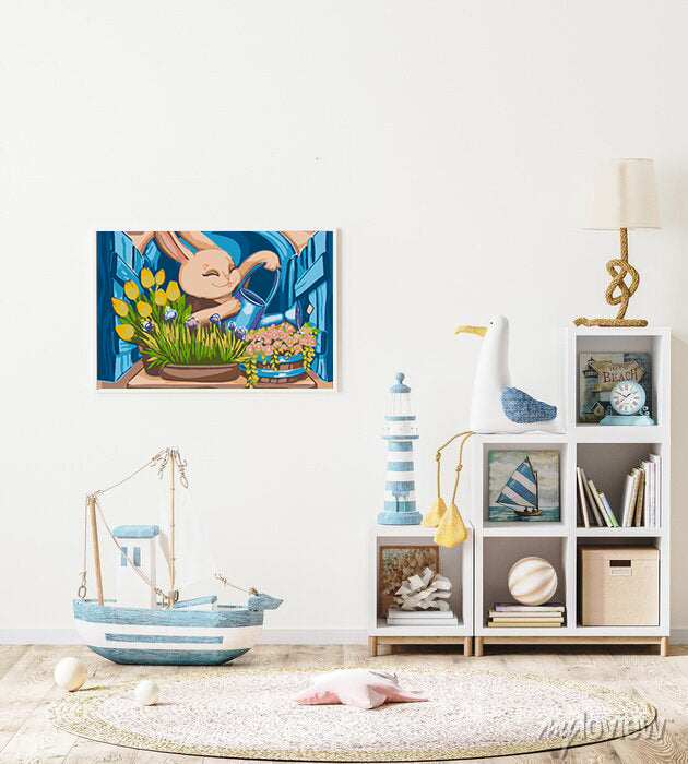 Malen nach Zahlen - Hase mit Blumen 4646