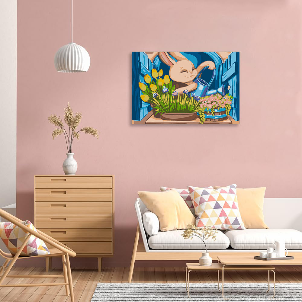 Malen nach Zahlen - Hase mit Blumen 4646