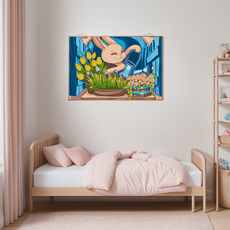 Malen nach Zahlen - Hase mit Blumen 4646