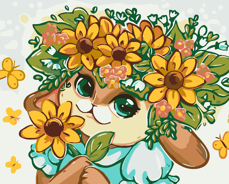 Malen nach Zahlen - Hase mit Blumen 4647