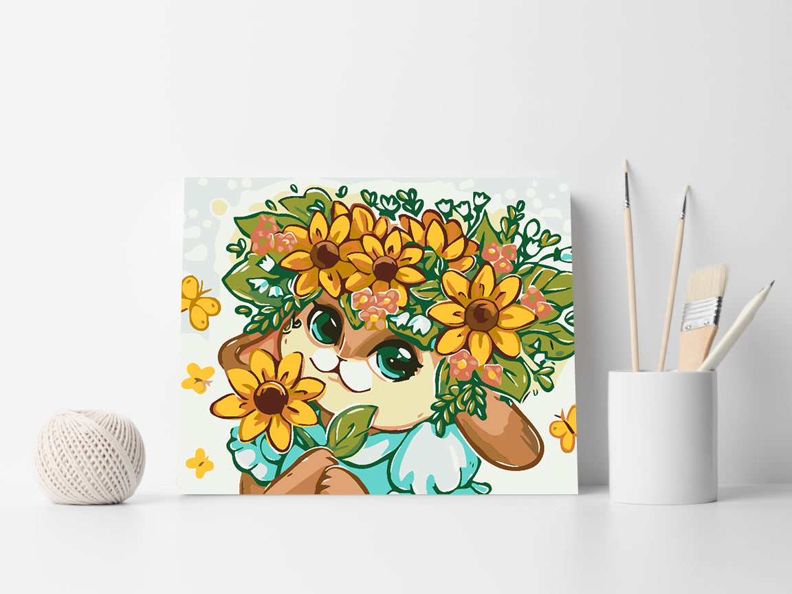 Malen nach Zahlen - Hase mit Blumen 4647