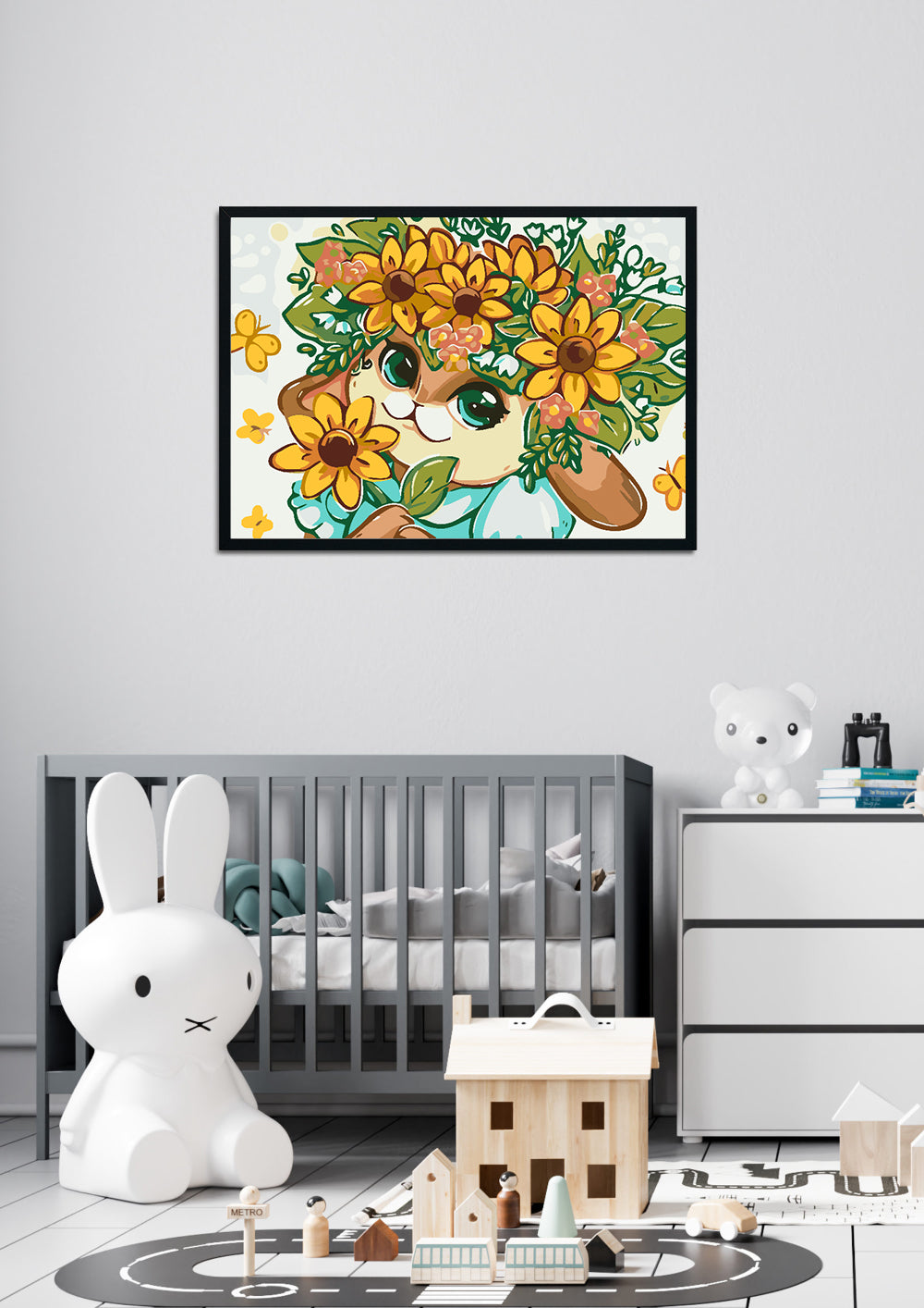 Malen nach Zahlen - Hase mit Blumen 4647