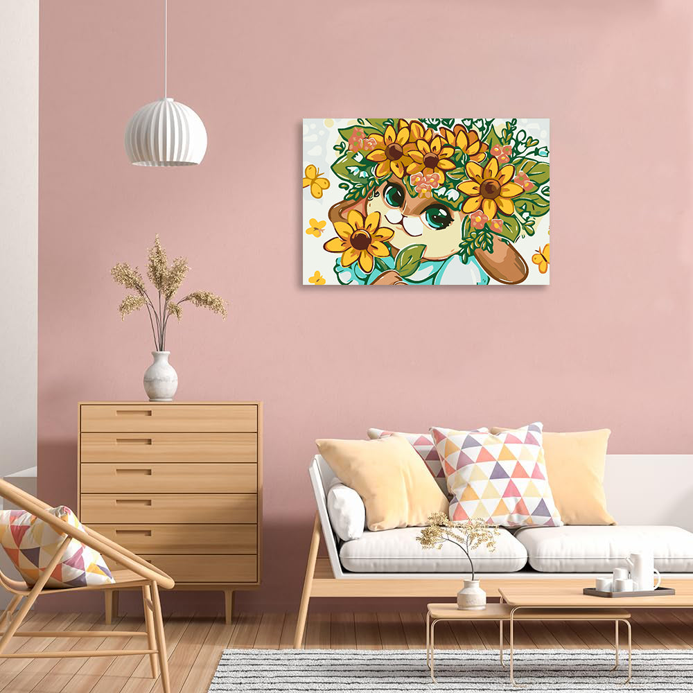 Malen nach Zahlen - Hase mit Blumen 4647