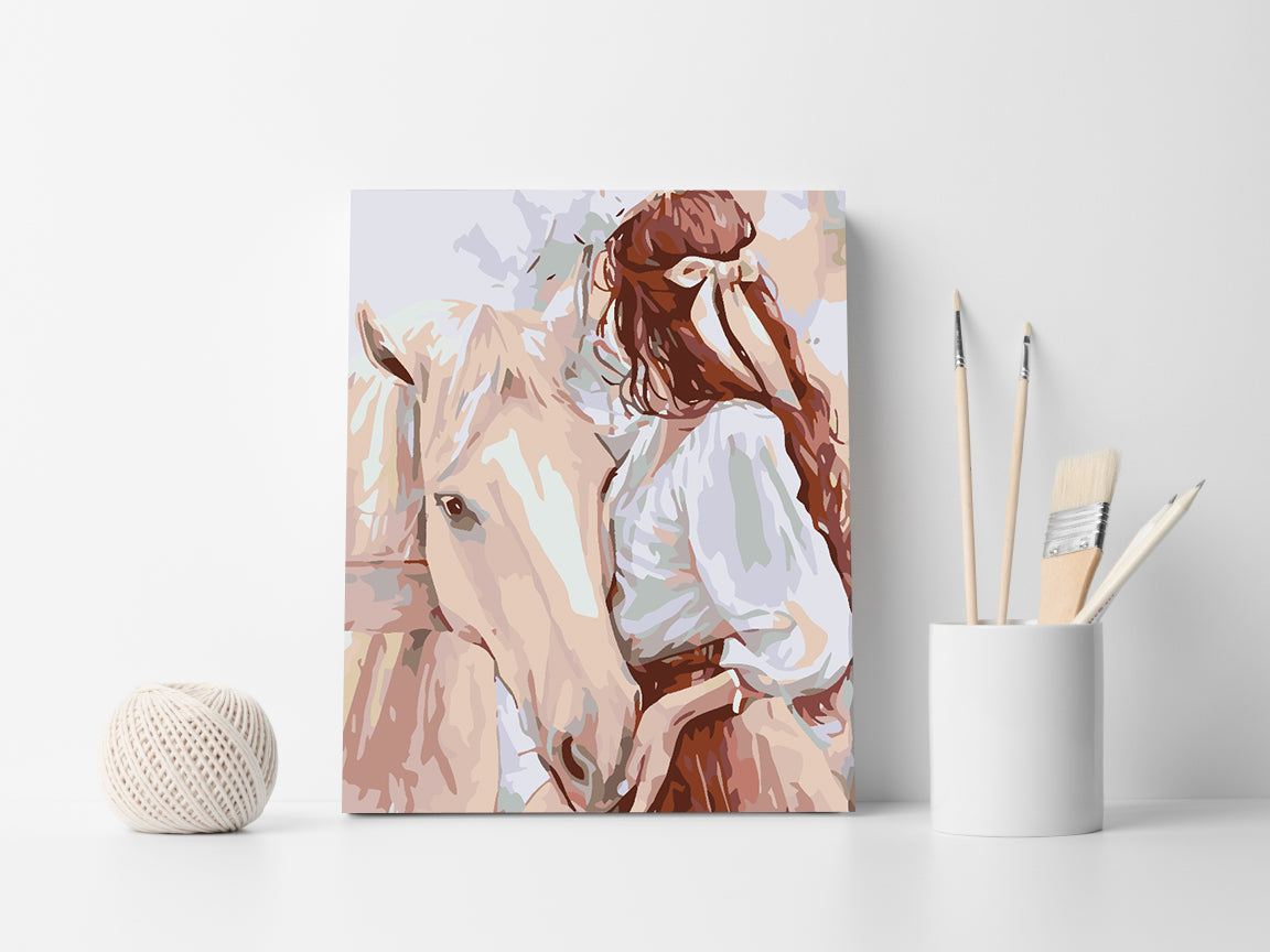 Malen nach Zahlen - Mädchen mit Pferd 4655