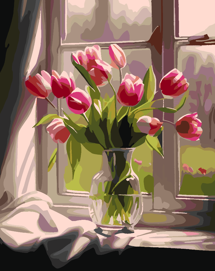 Malen nach Zahlen - Tulpen in einer Vase 4666