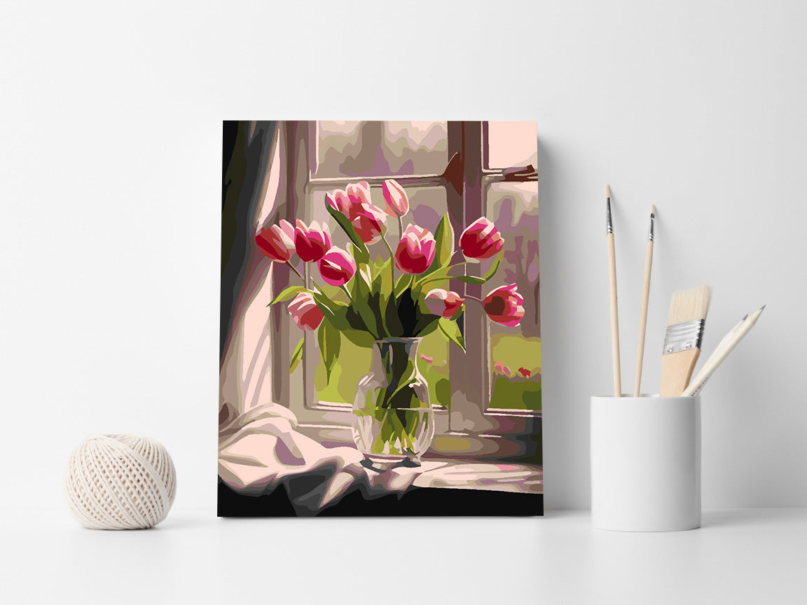 Malen nach Zahlen - Tulpen in einer Vase 4666