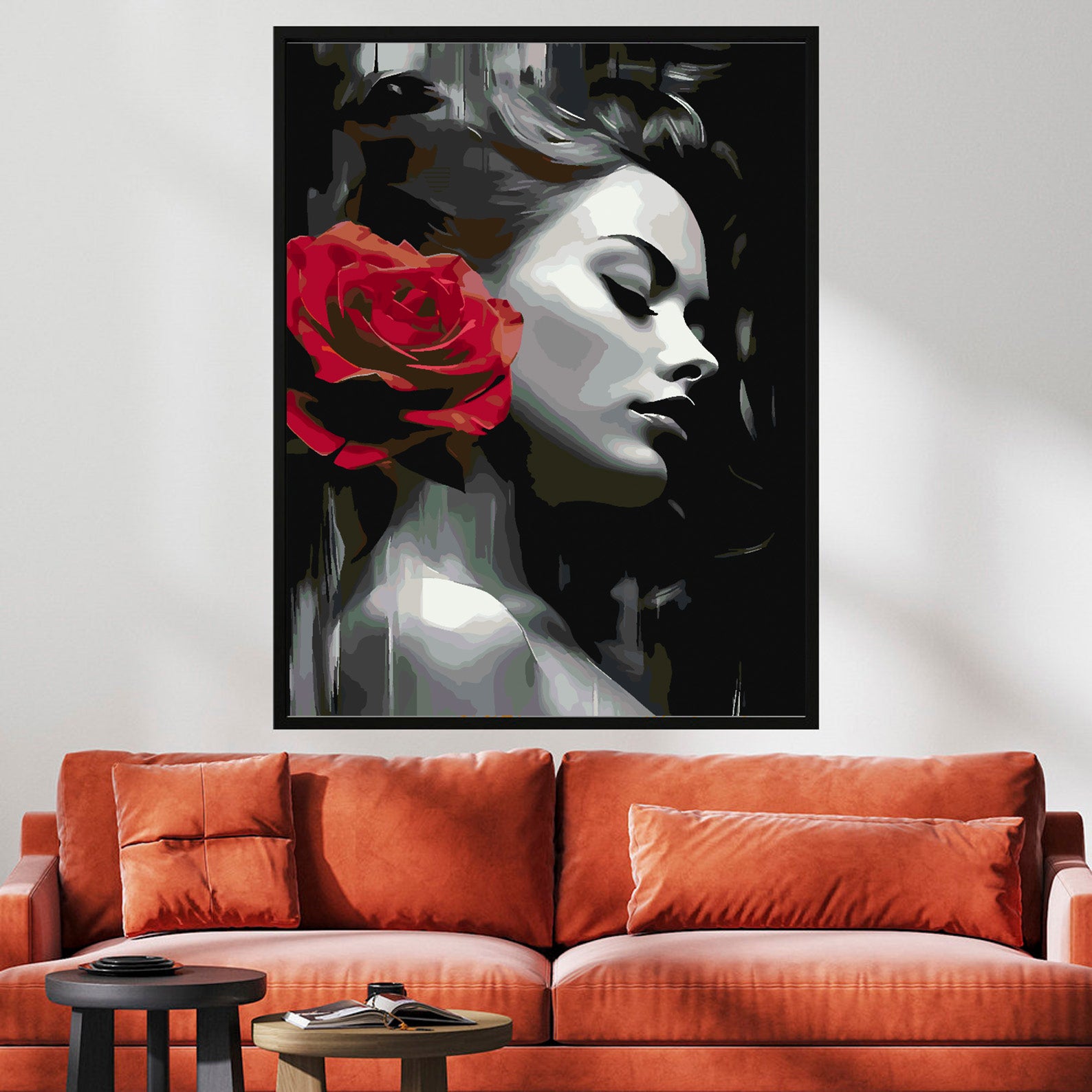 Malen nach Zahlen - Frau und rote Rose 4668