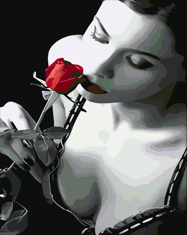 Malen nach Zahlen - Frau und rote Rose 4670