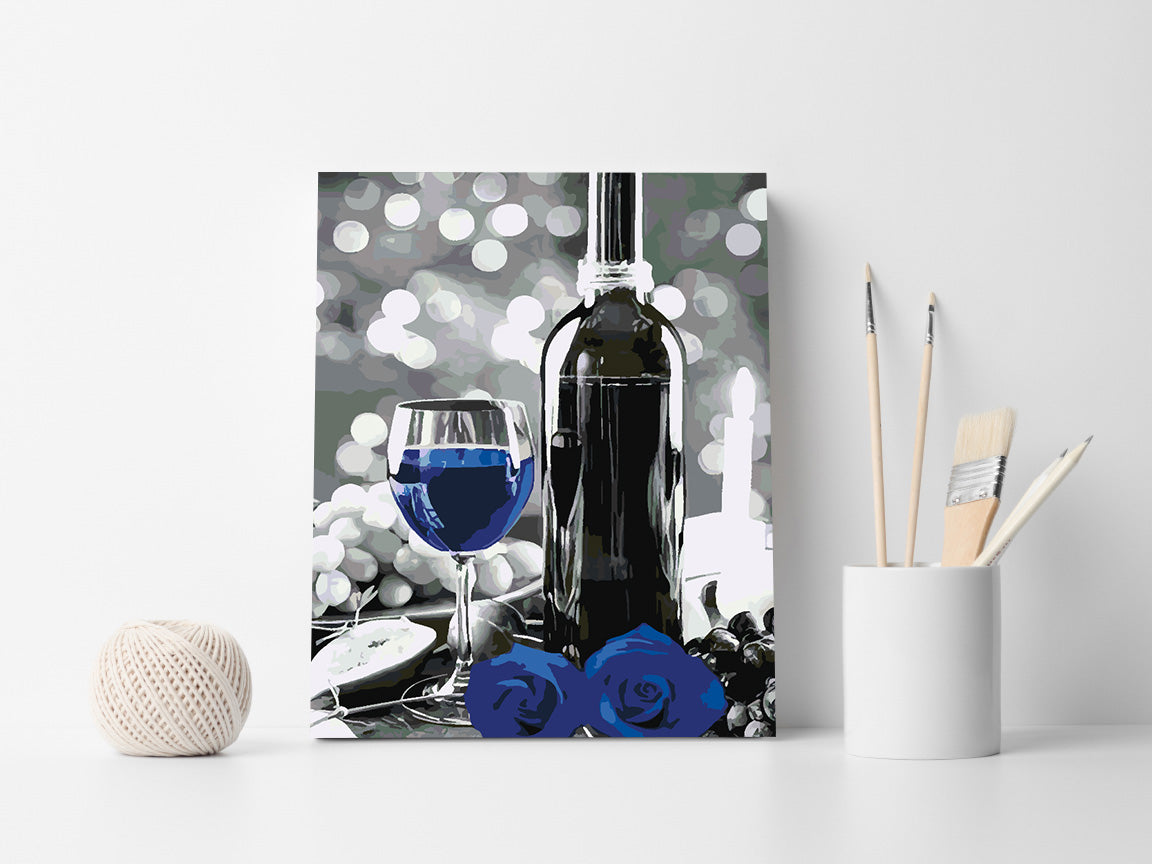 Pictura pe numere - Sticla de Vin și Flori 4690