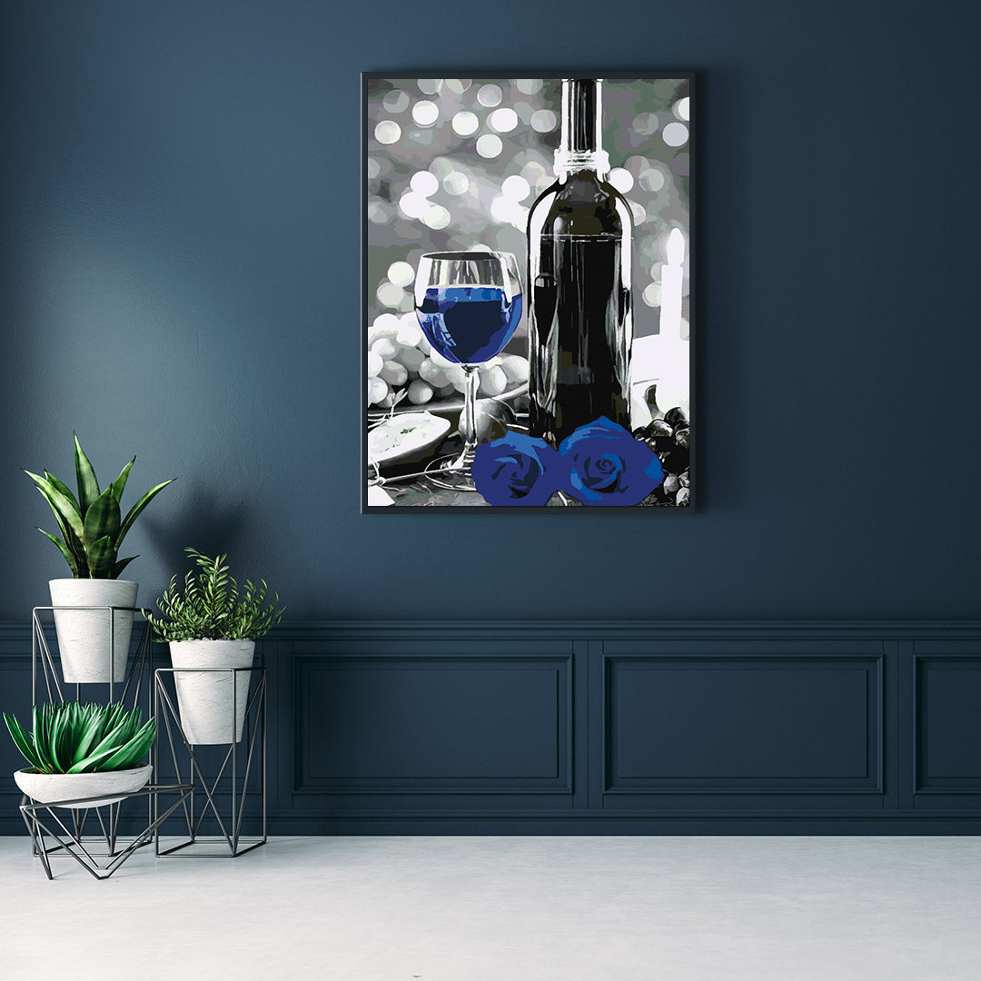 Malen nach Zahlen - Weinflasche und Blumen 4690