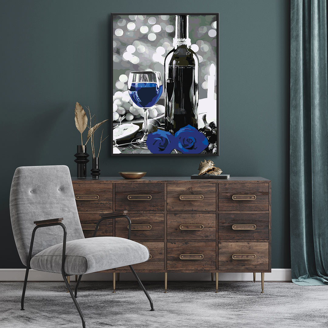 Pictura pe numere - Sticla de Vin și Flori 4690