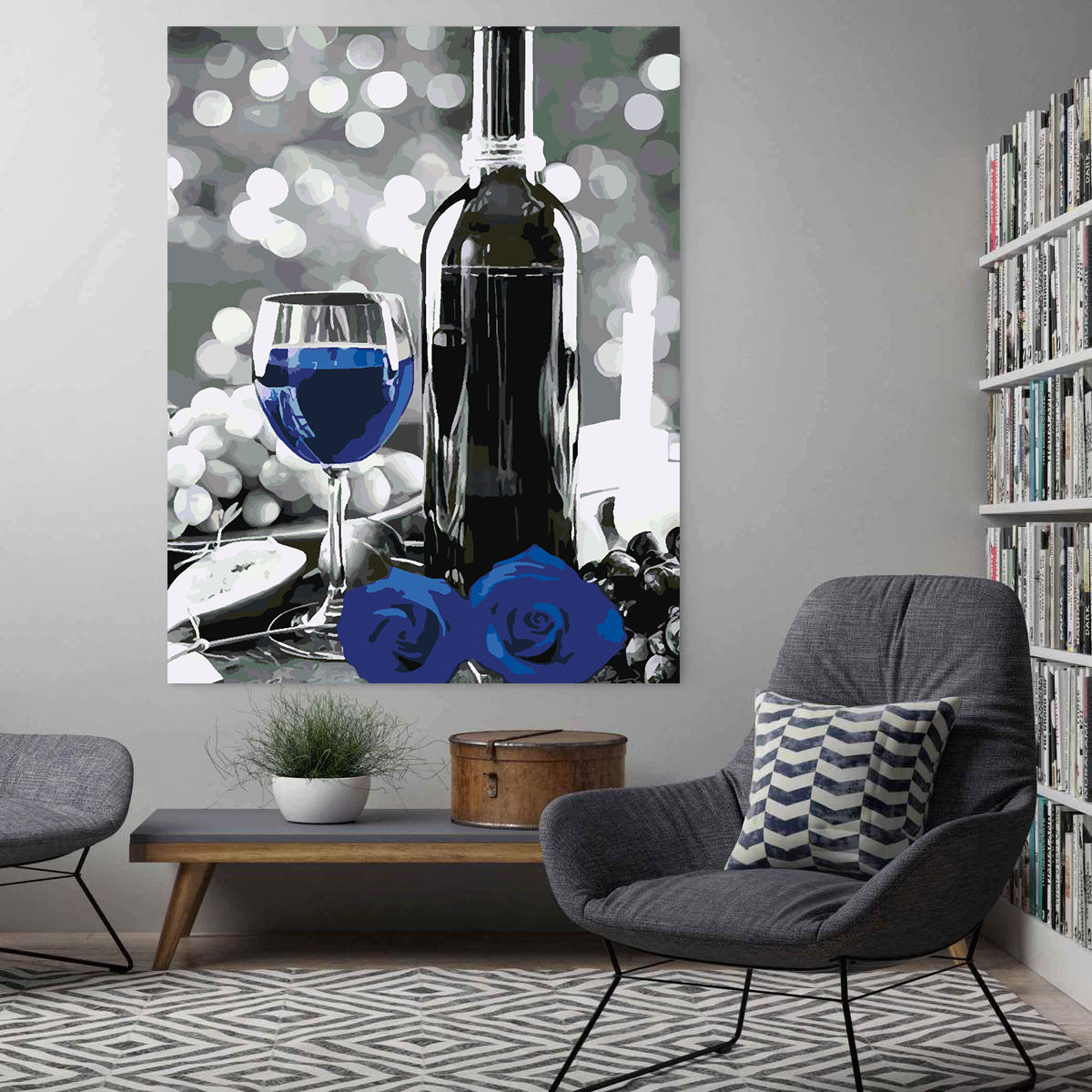 Pictura pe numere - Sticla de Vin și Flori 4690