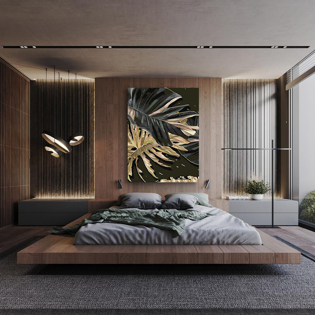 Peinture par numéros - Feuilles d'or noir 4693