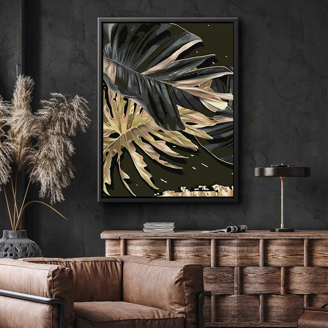 Peinture par numéros - Feuilles d'or noir 4693