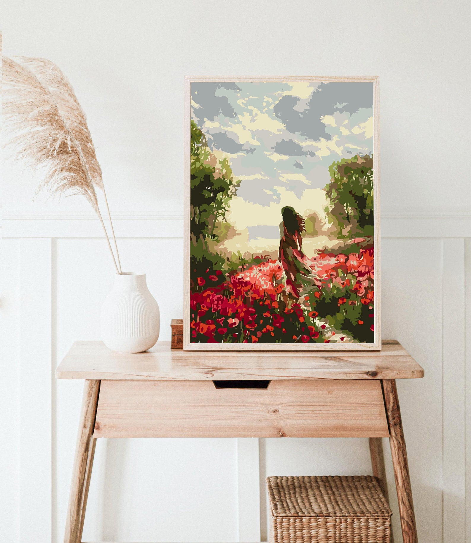 Malen nach Zahlen - Frau im Tulpenfeld 4698