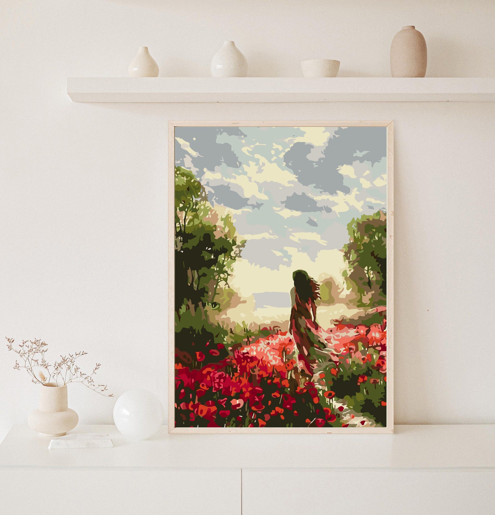 Malen nach Zahlen - Frau im Tulpenfeld 4698