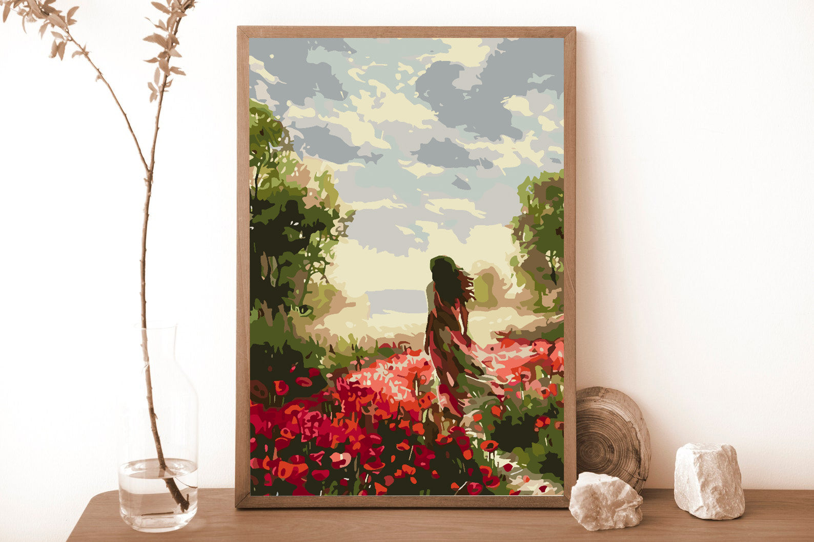 Malen nach Zahlen - Frau im Tulpenfeld 4698