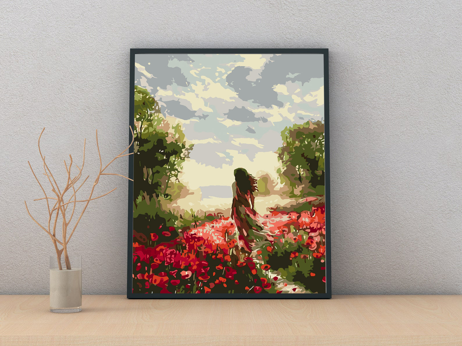 Malen nach Zahlen - Frau im Tulpenfeld 4698