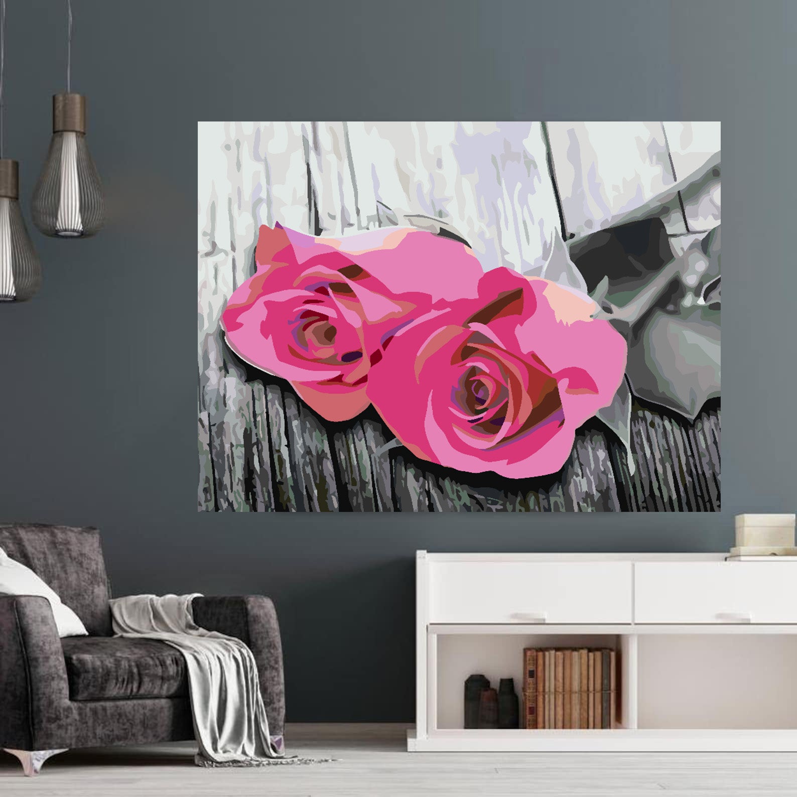 Malen nach Zahlen - Rosa Rosen 4714