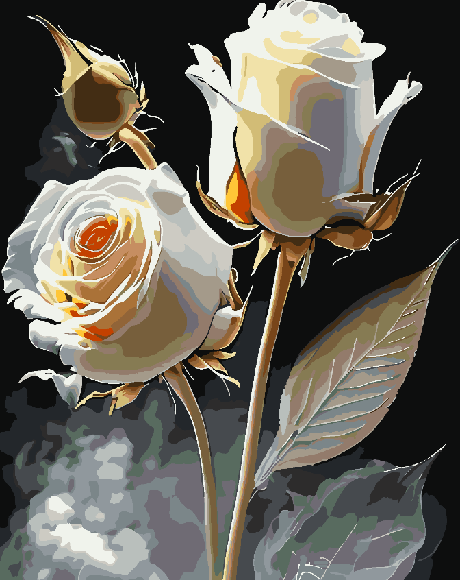 Malen nach Zahlen - Weiße Rosen 4716