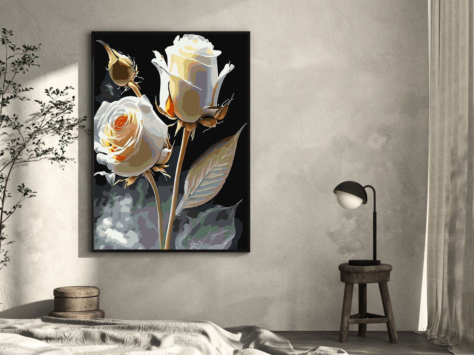 Malen nach Zahlen - Weiße Rosen 4716