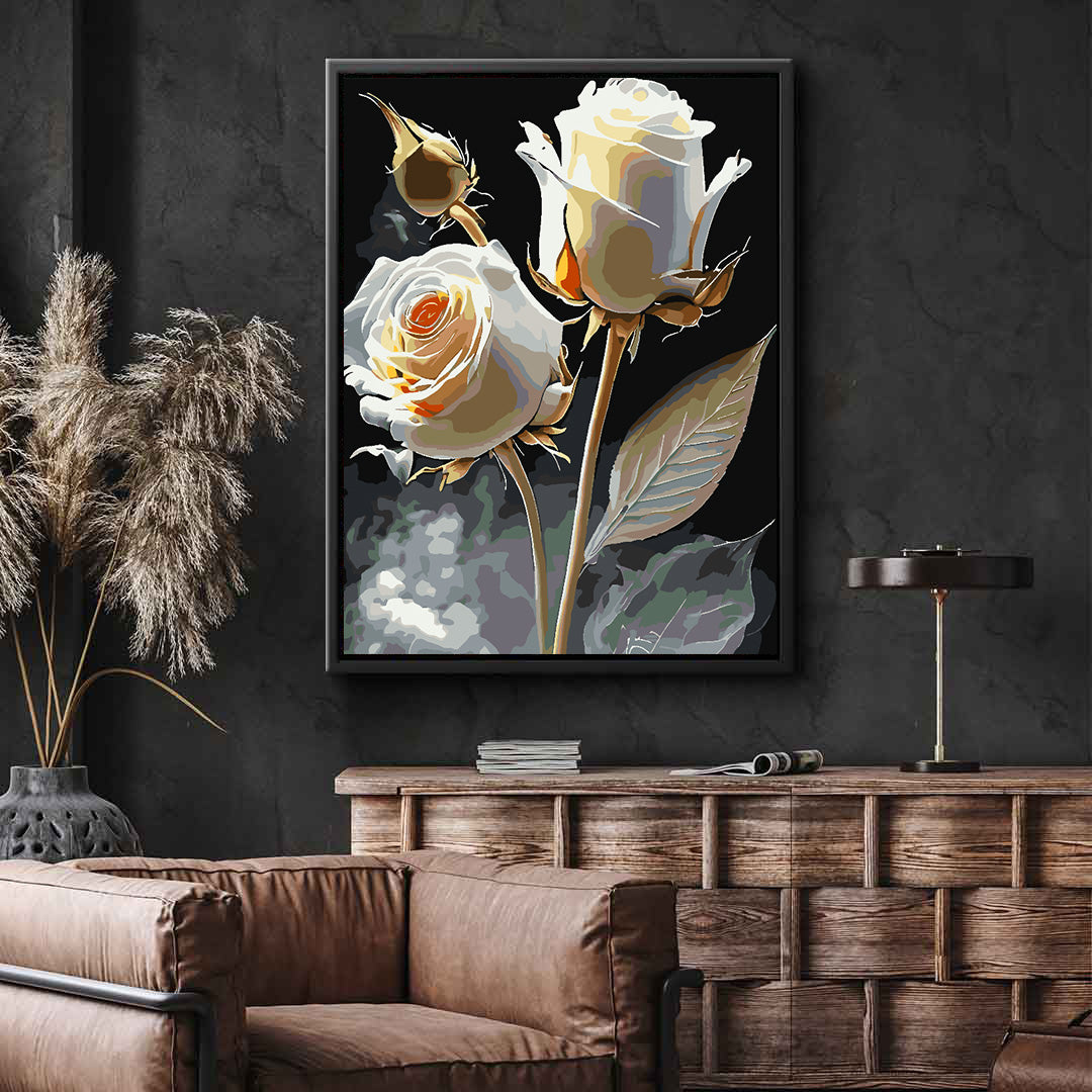 Malen nach Zahlen - Weiße Rosen 4716