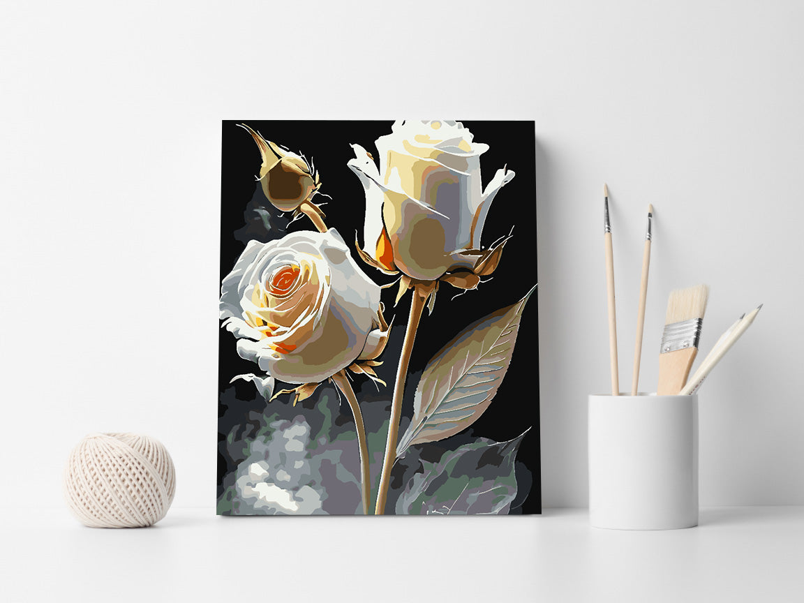 Malen nach Zahlen - Weiße Rosen 4716