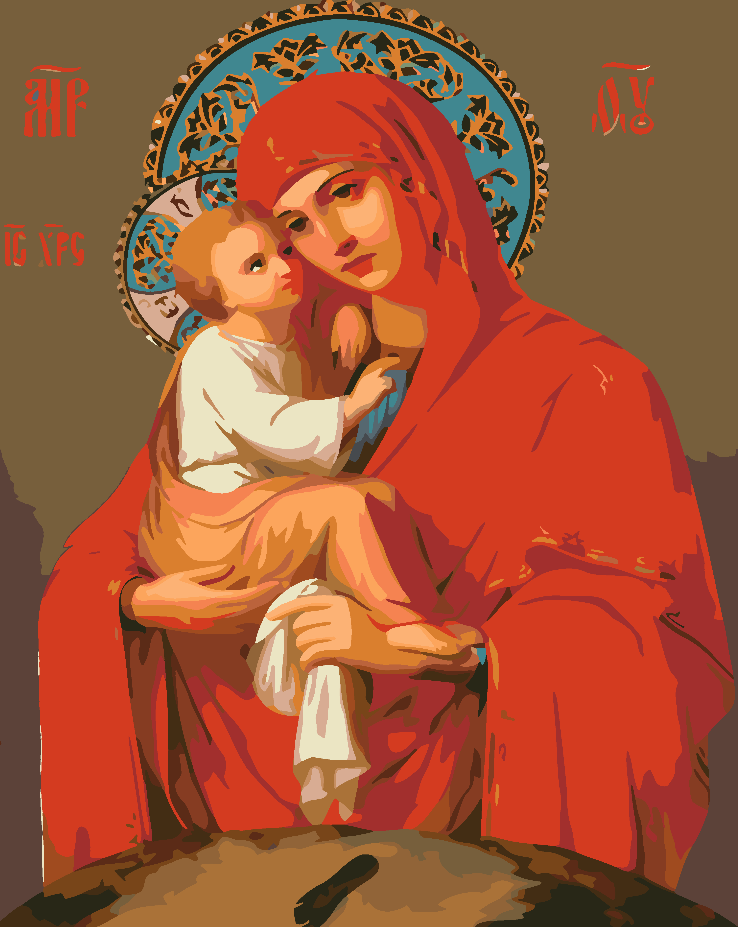 Malen nach Zahlen - Ikone der Mutter Gottes von Pochaev 4722