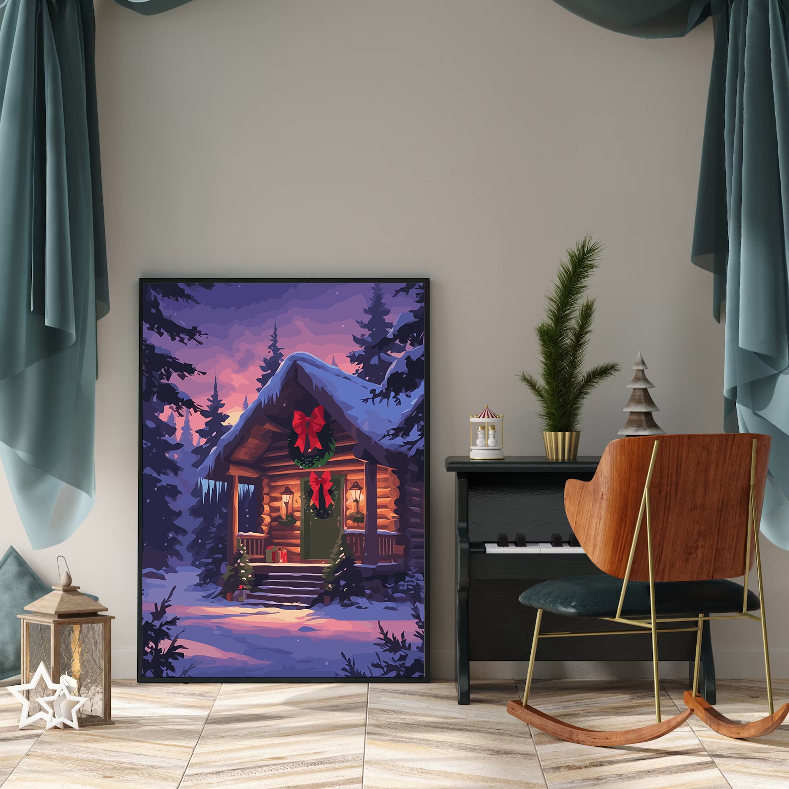 Set Pictură pe numere – Căsuță Decorată De Sărbători 6157