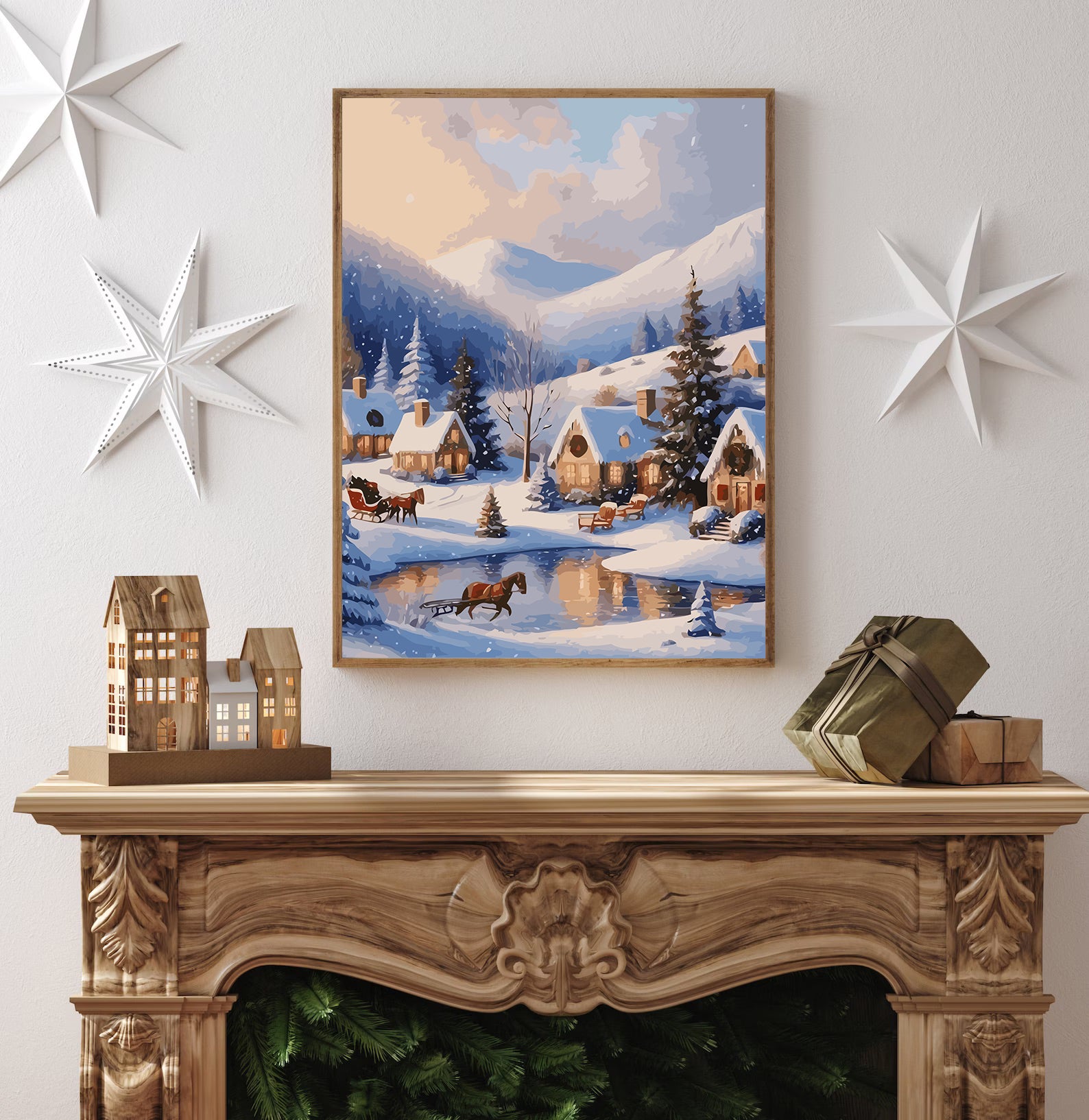 Set Pictură pe numere – Iarna În Orășel 6200