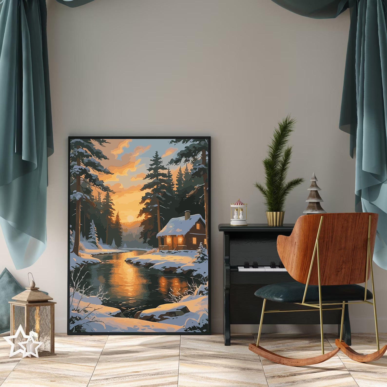 Set Pictură pe numere – Căsuță În Pădurea De Iarnă 6209