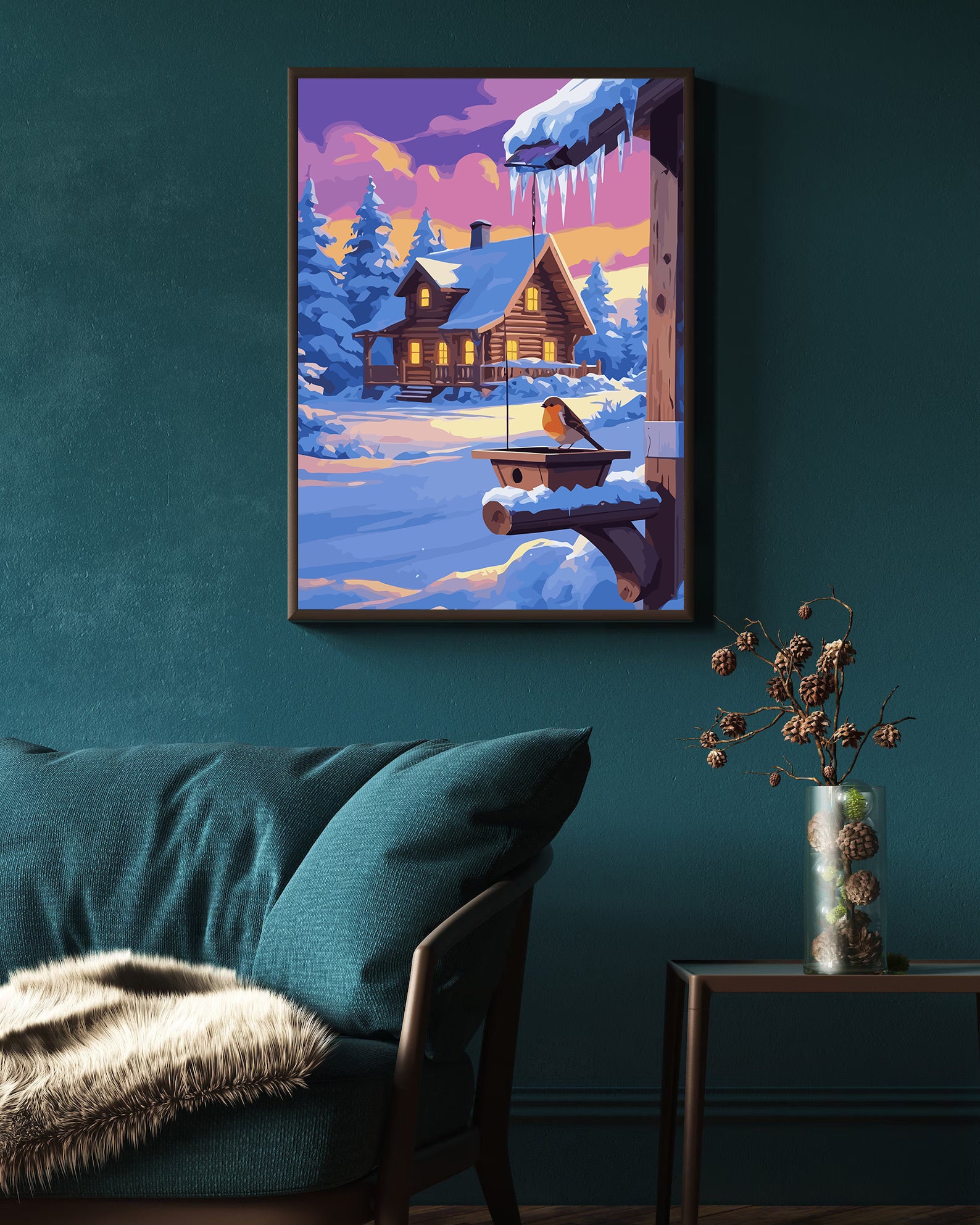 Set Pictură pe numere – Căsuță Înghețată Iarna 6235