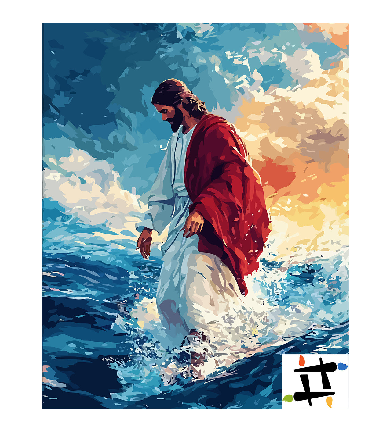 Set Pictură pe numere – Isus Hristos Mergând Pe Apă 6255