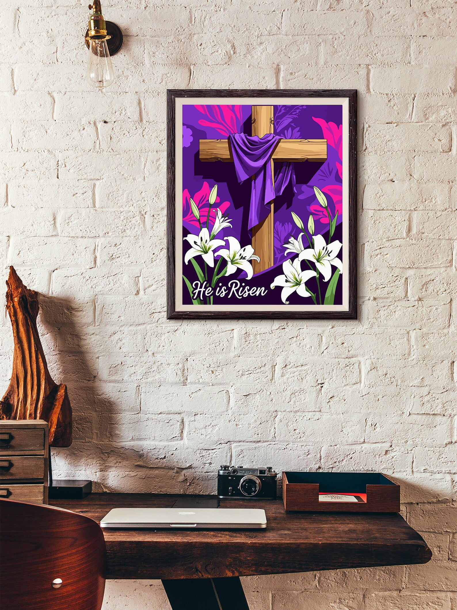 Set Pictură pe numere – Cruce Creștină Cu Crini 6305