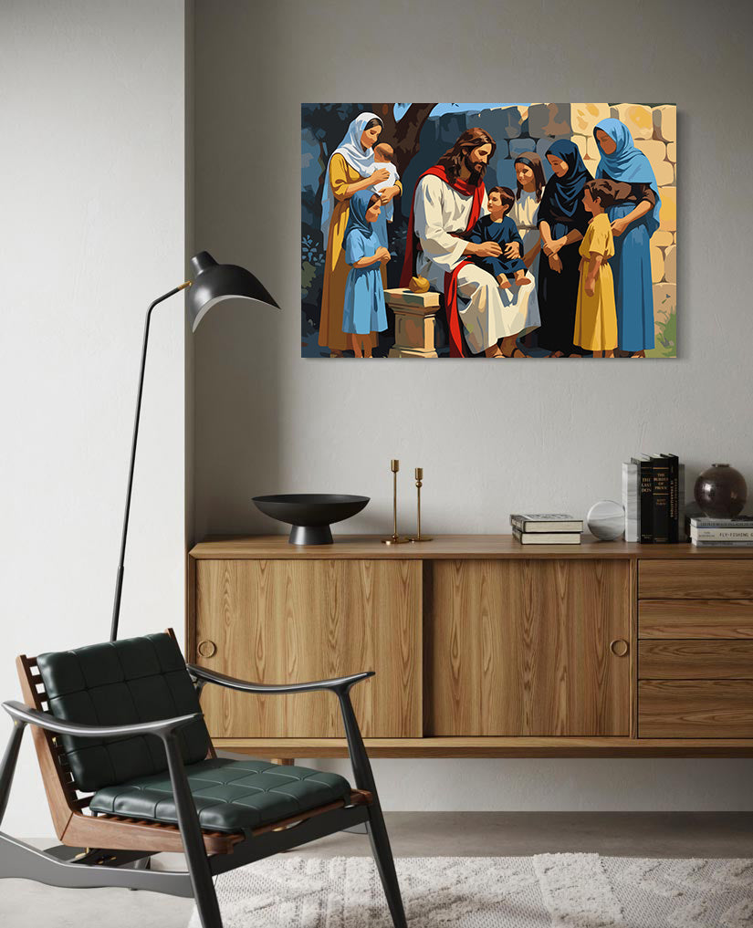 Set Pictură pe numere – Iisus Binecuvântând Copiii 6345