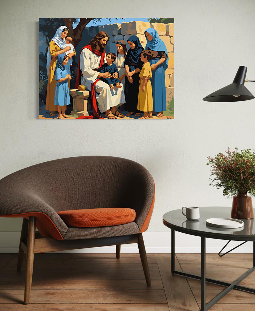 Set Pictură pe numere – Iisus Binecuvântând Copiii 6345